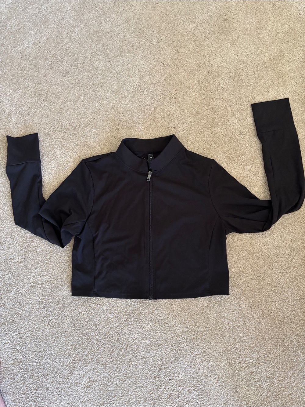 Balance Black Zip-Front cropped Lightweight Jacket. Size XXL.